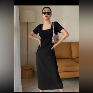 DAZY Square Neck Rib-knit Dress